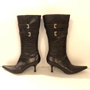 Via Spiga Dark Espresso Brown Belted Boots